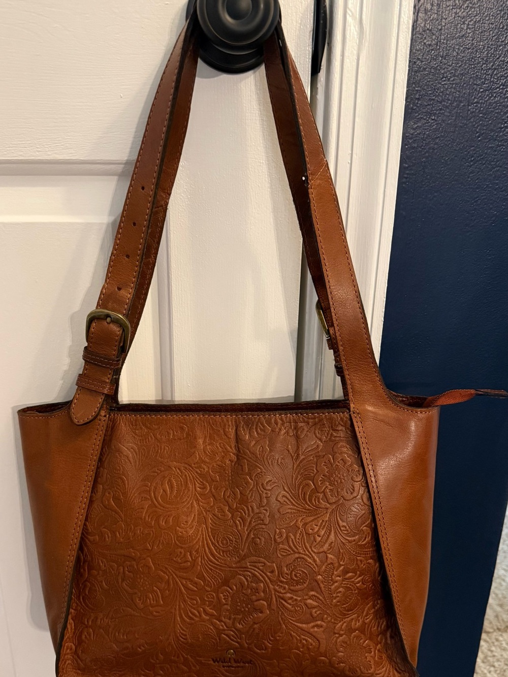 Wild West Freya Embossed Leather Shoulder Bag in Brown